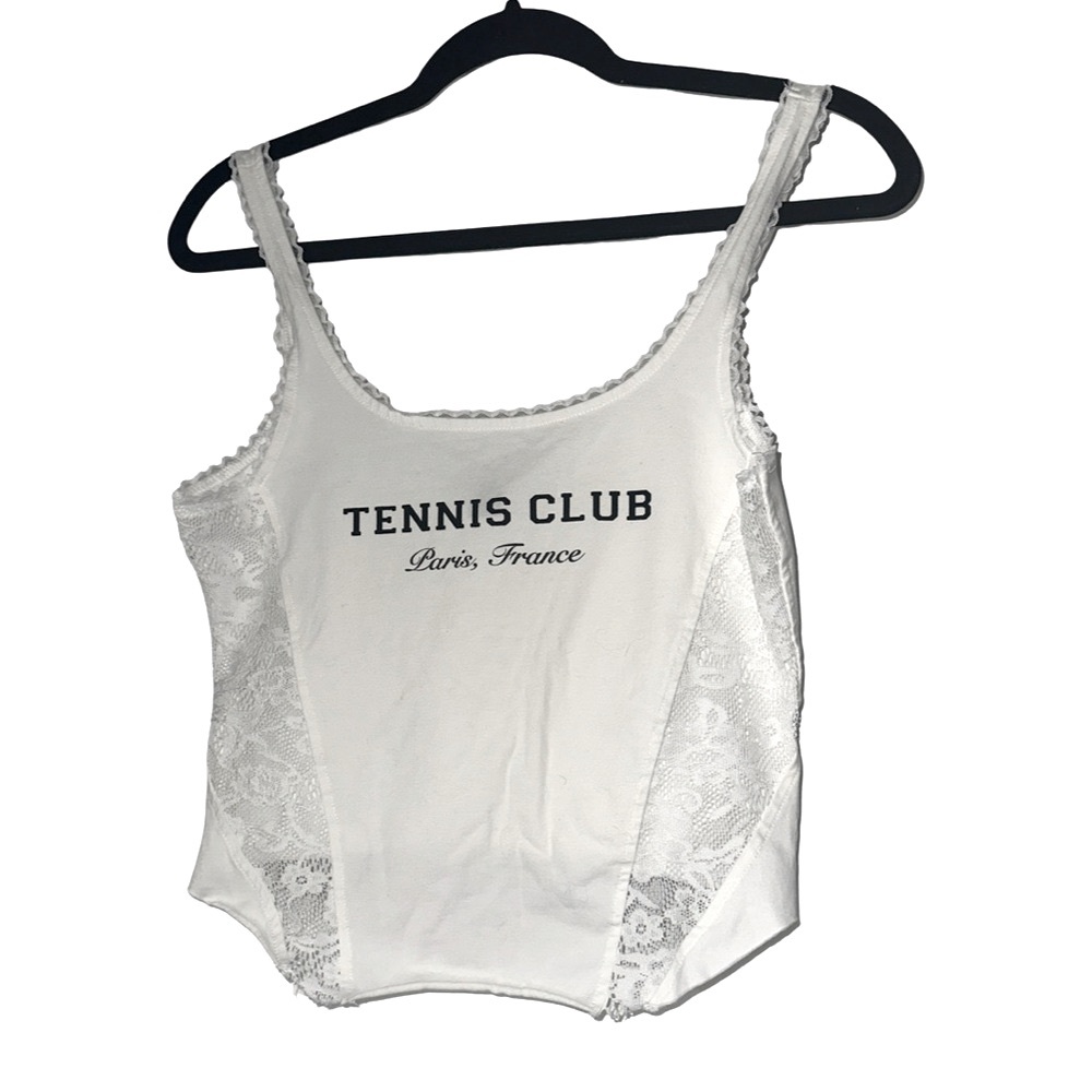 White Lace Trim Tank Top